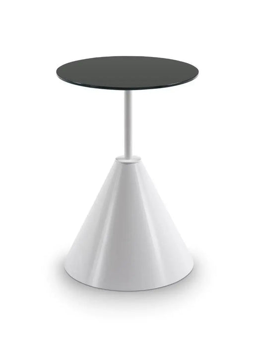 Iona Round Side Table Brass Cone Base With Pedestal & Clear Glass Top-Cheshire Furniture Outlet