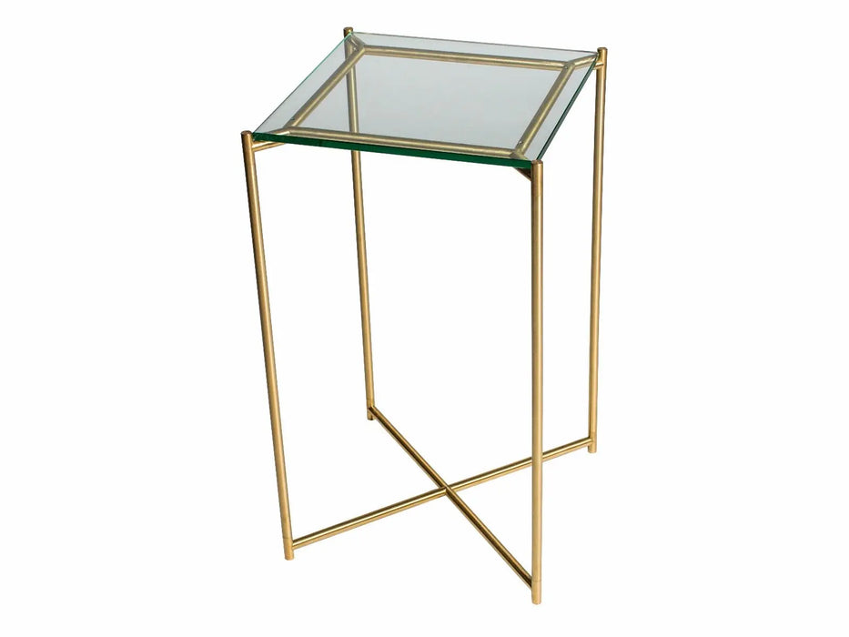 Iris Lamp Stand Clear Glass Top & Brass Frame-Cheshire Furniture Outlet