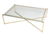 Rectangular Coffee Table Clear Glass Top & Brass Frame-Cheshire Furniture Outlet