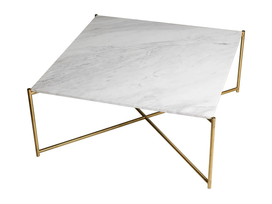 Square Coffee Table Clear Glass Top & Brass Frame-Cheshire Furniture Outlet
