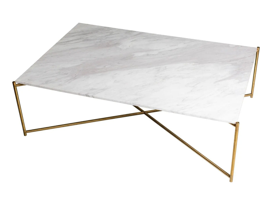 Rectangular Coffee Table Clear Glass Top & Brass Frame-Cheshire Furniture Outlet