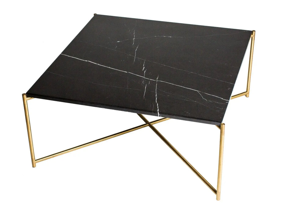 Square Coffee Table Clear Glass Top & Brass Frame-Cheshire Furniture Outlet