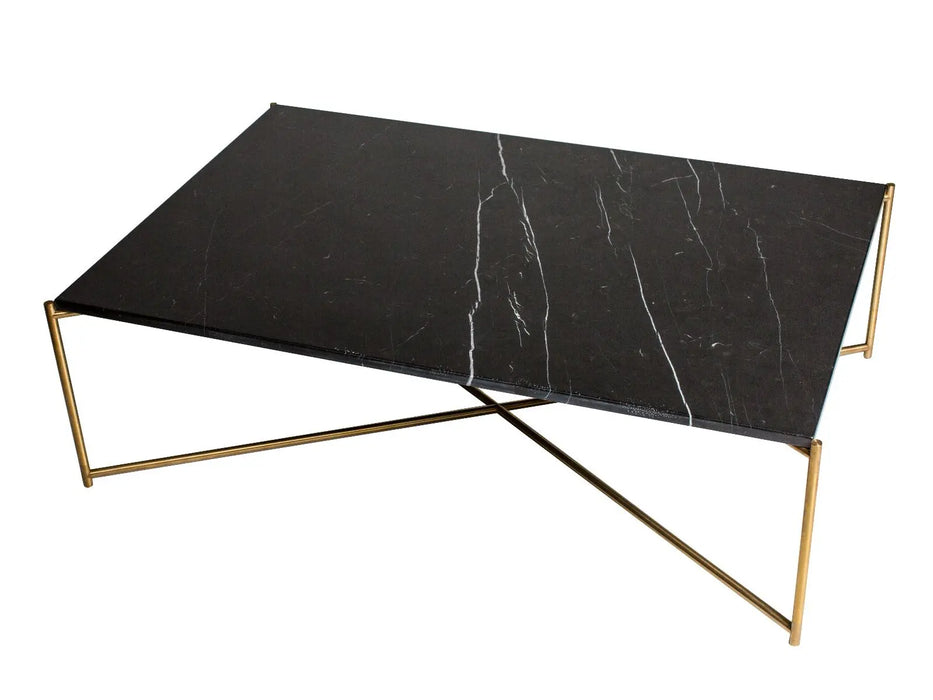 Rectangular Coffee Table Clear Glass Top & Brass Frame-Cheshire Furniture Outlet