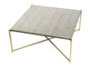 Square Coffee Table Clear Glass Top & Brass Frame-Cheshire Furniture Outlet