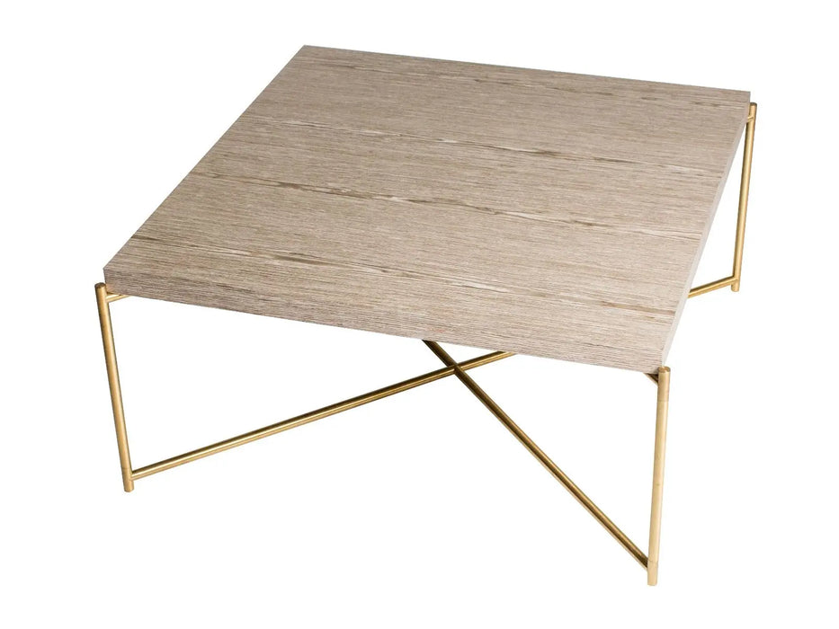 Square Coffee Table Clear Glass Top & Brass Frame-Cheshire Furniture Outlet