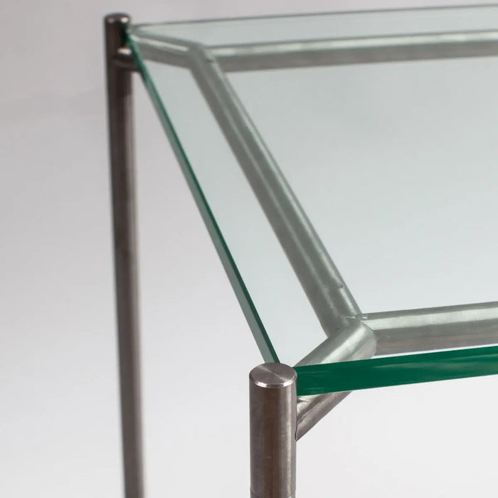 Square Coffee Table Clear Glass Top & Brass Frame-Cheshire Furniture Outlet