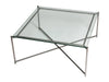 Square Coffee Table Clear Glass Top & Brass Frame-Cheshire Furniture Outlet