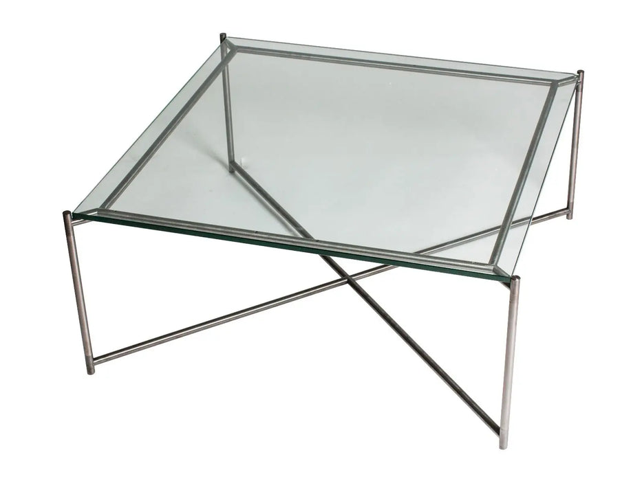 Square Coffee Table Clear Glass Top & Brass Frame-Cheshire Furniture Outlet