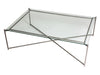 Rectangular Coffee Table Clear Glass Top & Brass Frame-Cheshire Furniture Outlet