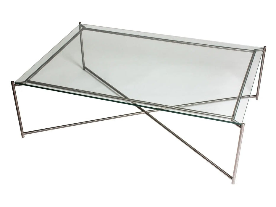 Rectangular Coffee Table Clear Glass Top & Brass Frame-Cheshire Furniture Outlet