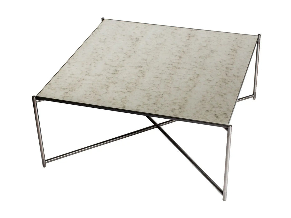 Square Coffee Table Clear Glass Top & Brass Frame-Cheshire Furniture Outlet
