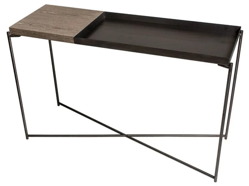 Large Console Table With Large Tray Top Brass Brushed-Cheshire Furniture Outlet