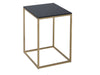 Square Side Table With White Glass Top & Brass Base-Cheshire Furniture Outlet