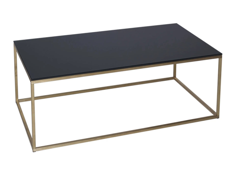 Rectangular Coffee Table White Glass Top & Brass Base-Cheshire Furniture Outlet