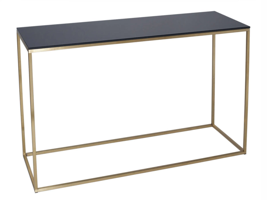 White Glass & Brass Base Console Table-Cheshire Furniture Outlet