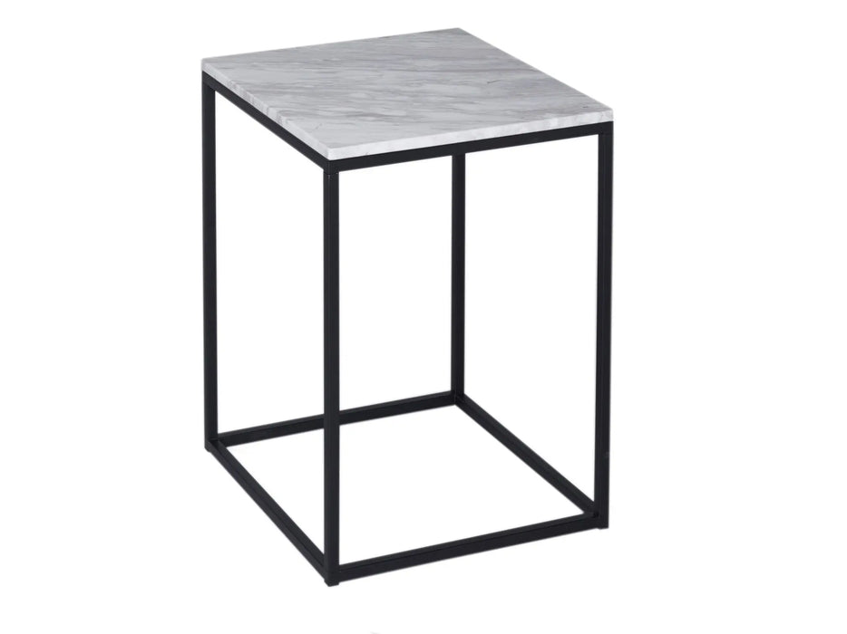 Square Side Table With White Glass Top & Brass Base-Cheshire Furniture Outlet