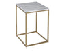 Square Side Table With White Glass Top & Brass Base-Cheshire Furniture Outlet