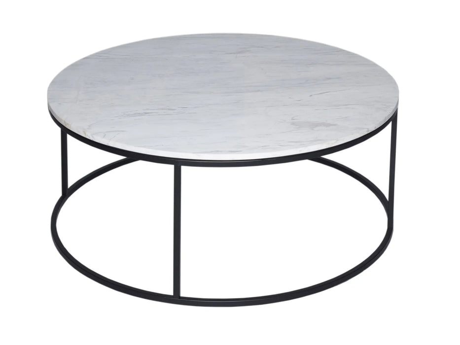 Kensal Circular Coffee Table with Glass Top & Brass Base-Cheshire Furniture Outlet