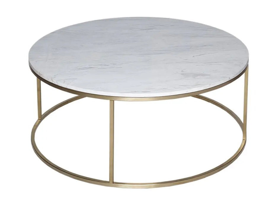Kensal Circular Coffee Table with Glass Top & Brass Base-Cheshire Furniture Outlet