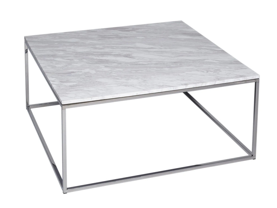 Kensal Square Coffee Table Glass Top & Polished Base-Cheshire Furniture Outlet