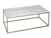 Rectangular Coffee Table White Glass Top & Brass Base-Cheshire Furniture Outlet