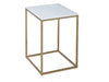 Square Side Table With White Glass Top & Brass Base-Cheshire Furniture Outlet