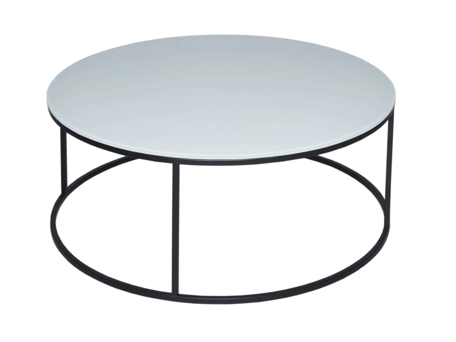 Kensal Circular Coffee Table with Glass Top & Brass Base-Cheshire Furniture Outlet