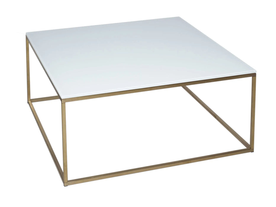 Kensal Square Coffee Table Glass Top & Polished Base-Cheshire Furniture Outlet