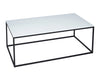 Rectangular Coffee Table White Glass Top & Brass Base-Cheshire Furniture Outlet