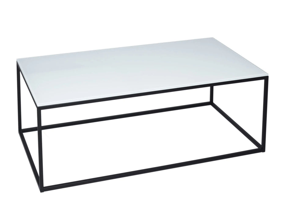 Rectangular Coffee Table White Glass Top & Brass Base-Cheshire Furniture Outlet