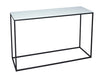 White Glass & Brass Base Console Table-Cheshire Furniture Outlet