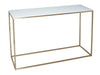 White Glass & Brass Base Console Table-Cheshire Furniture Outlet