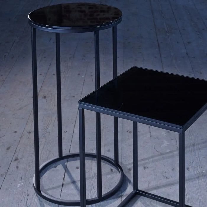 Square Lamp Stand Black Glass-Cheshire Furniture Outlet
