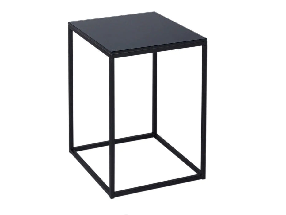 Square Side Table With White Glass Top & Brass Base-Cheshire Furniture Outlet