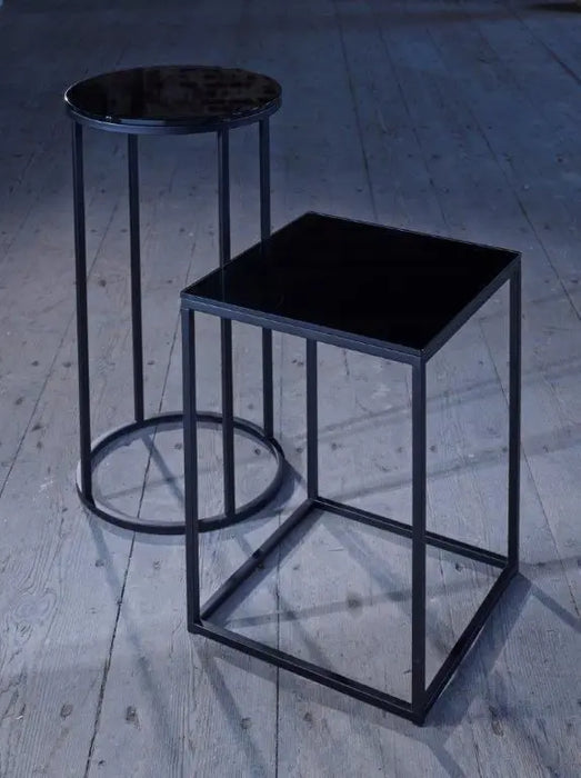 Square Side Table With White Glass Top & Brass Base-Cheshire Furniture Outlet
