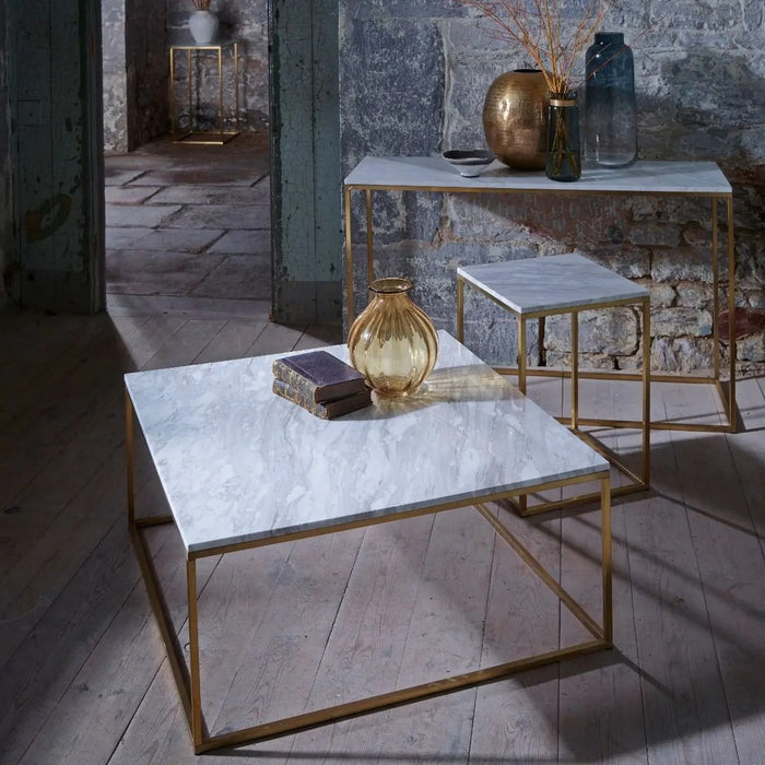 Square Lamp Stand White Marble-Cheshire Furniture Outlet