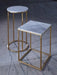Square Side Table With White Glass Top & Brass Base-Cheshire Furniture Outlet