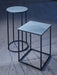 Square Side Table With White Glass Top & Brass Base-Cheshire Furniture Outlet