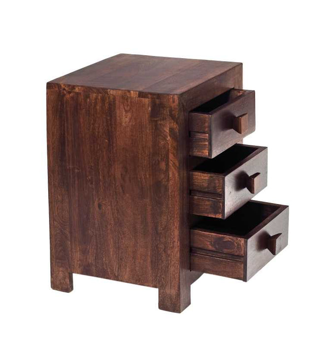 Toko Dark Mango 3 Drawer Bedside Table