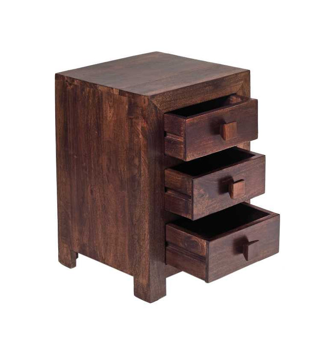 Toko Dark Mango 3 Drawer Bedside Table