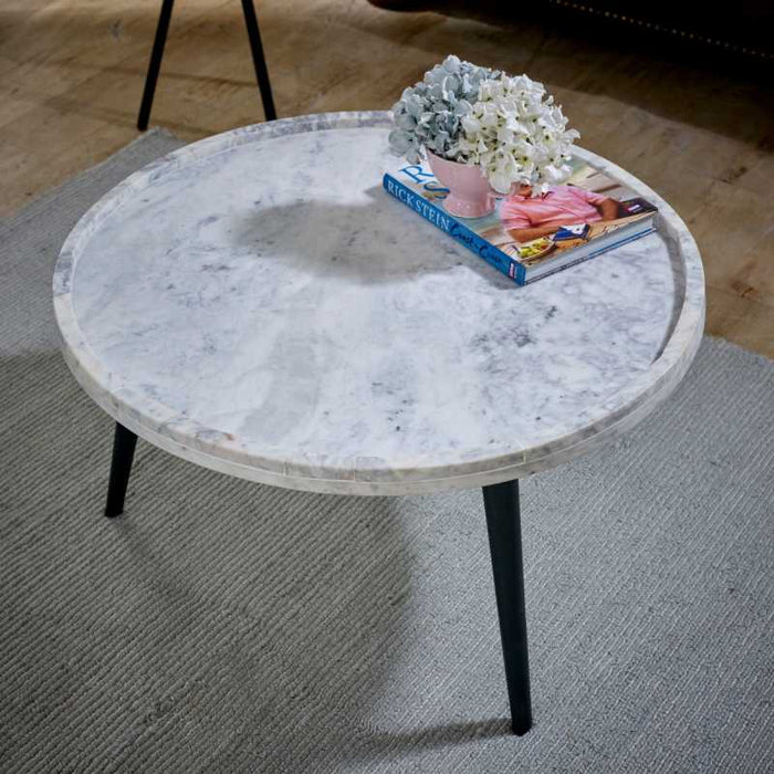 Opal Coffee Table with Marble Top And Metal Legs