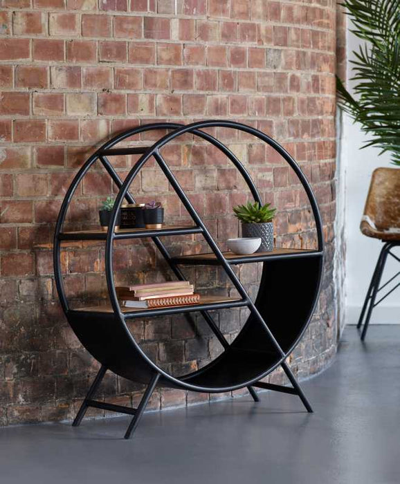 Cosmo Industrial Round Open Bookcase