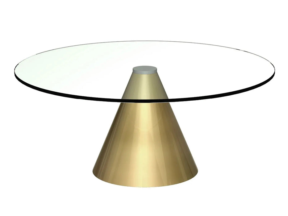 Small Circular Coffee Table Clear Glass Top & Brass Base-Cheshire Furniture Outlet