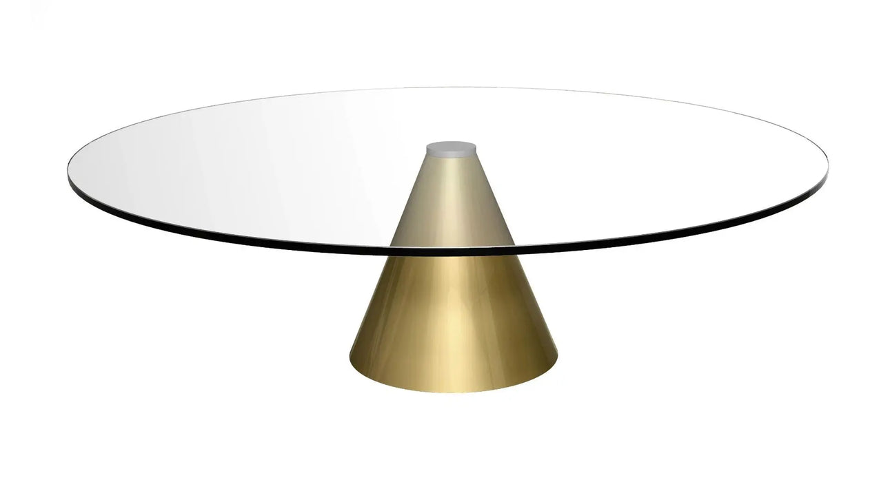 Large Circular Coffee Table Clear Glass Top & Brass Base-Cheshire Furniture Outlet