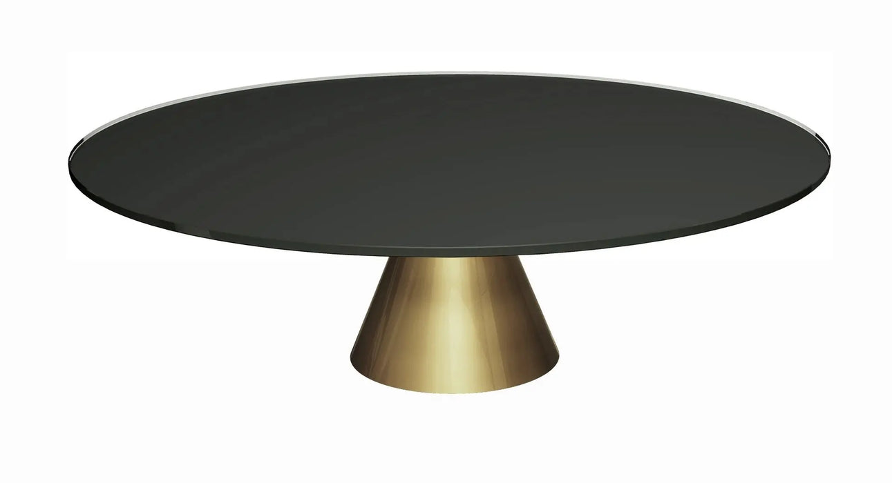 Large Circular Coffee Table Clear Glass Top & Brass Base-Cheshire Furniture Outlet