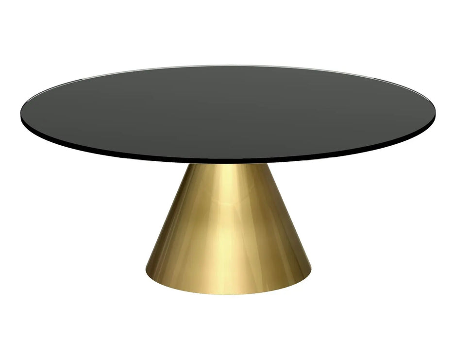 Small Circular Coffee Table Clear Glass Top & Brass Base-Cheshire Furniture Outlet