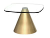Square Side Table Clear Glass Top & Brass Base-Cheshire Furniture Outlet