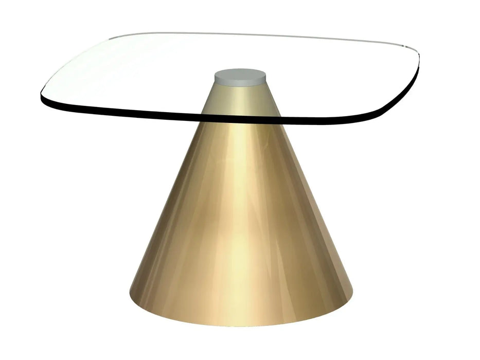 Square Side Table Clear Glass Top & Brass Base-Cheshire Furniture Outlet