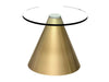 Circular Side Table Clear Glass Top & Brass Base-Cheshire Furniture Outlet