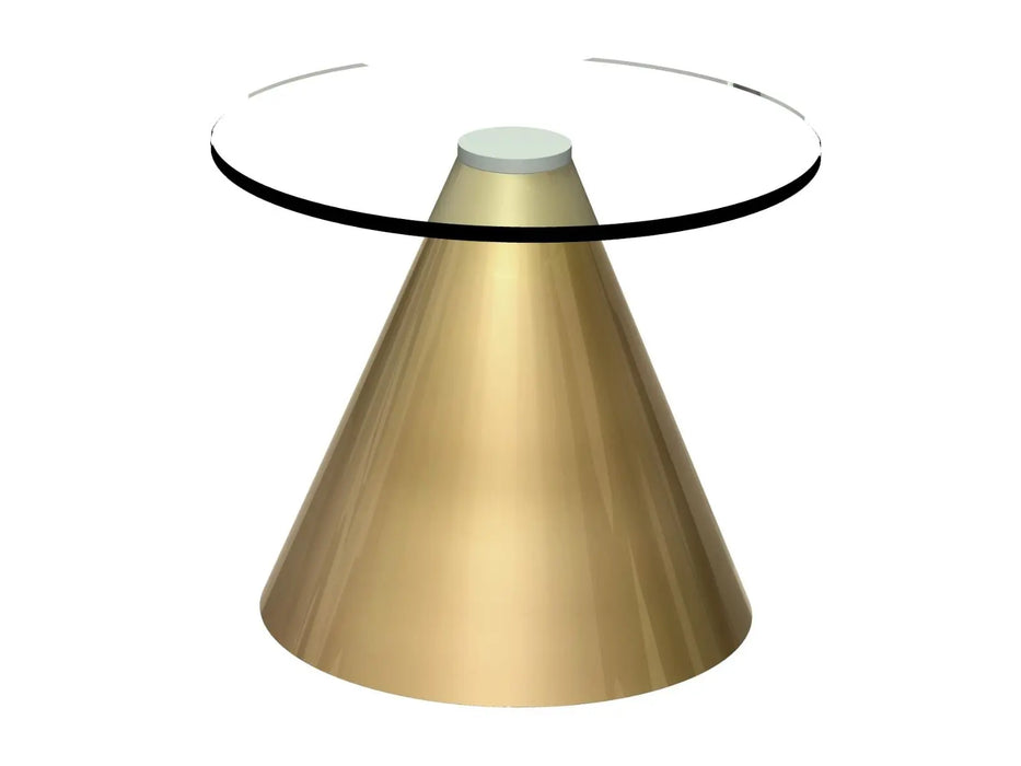 Circular Side Table Clear Glass Top & Brass Base-Cheshire Furniture Outlet